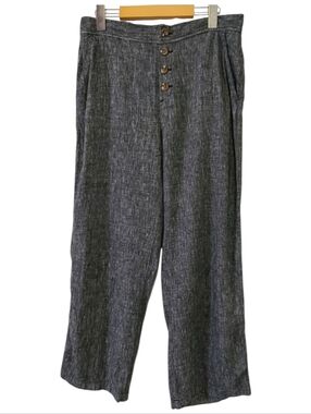 Ellen Tracy Linen Wide Leg Pants Size M Elastic Waist Drawstring Lightweight